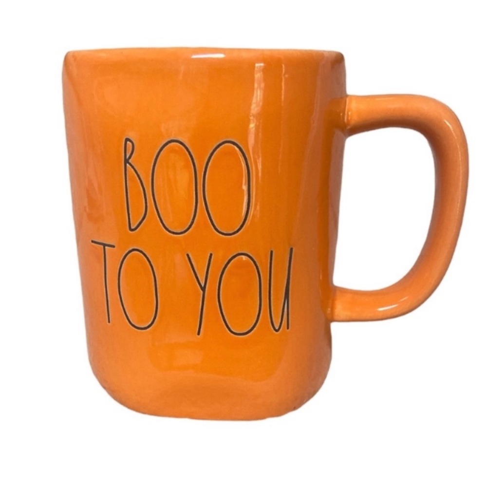 Rae Dunn 16 Oz. Ceramic Mug "BOO TO YOU" Graphics-Orange Halloween Mug